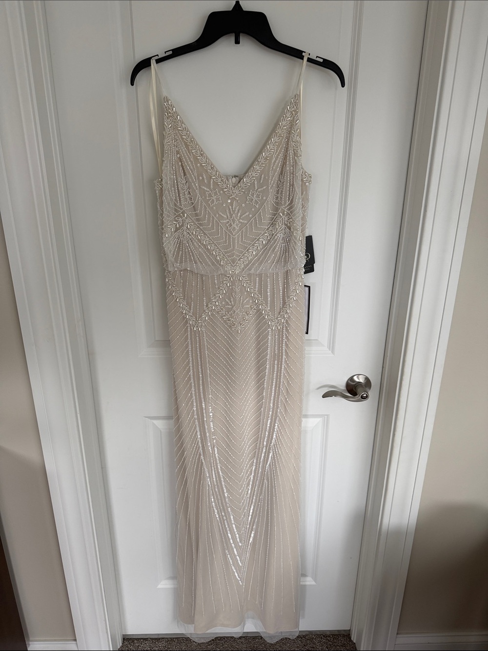 Adrianna Papell Beaded Ivory Maxi Dress